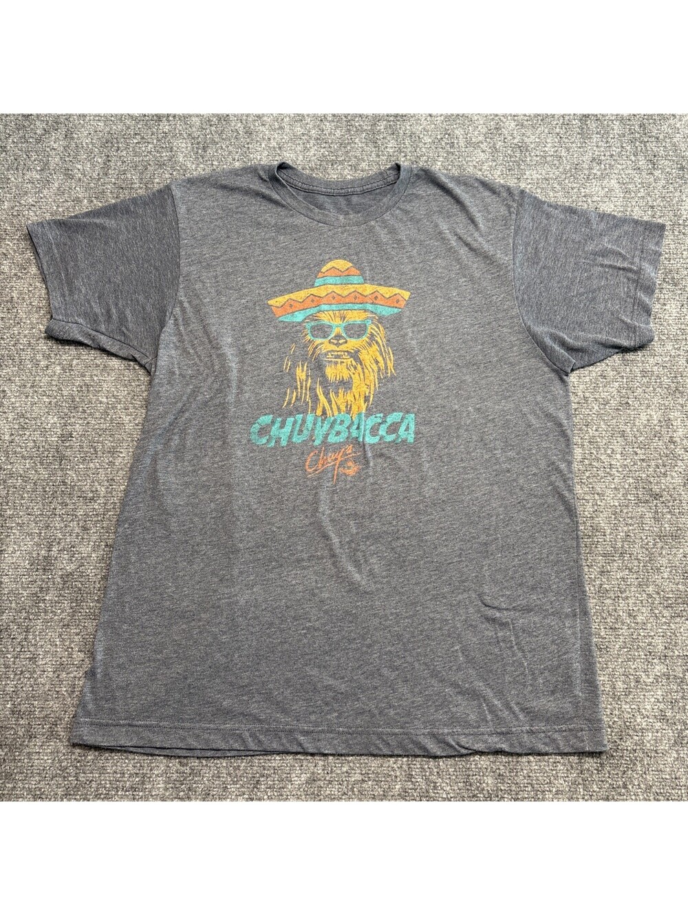 Tultex Star Wars Chewbacca Men's L Gray Graphic Crew Neck Short Sleeve T-Shirt